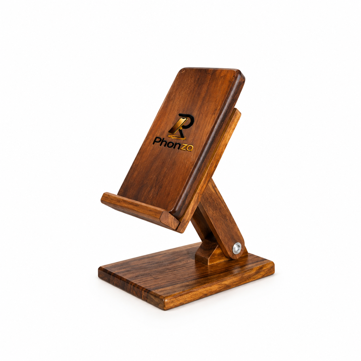 Phonza Adjustable Wooden Mobile Stand for Desk, Ergonomic Tabletop Phone Holder