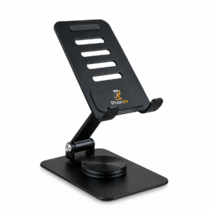 Phonza 360 Degree Rotating Foldable Desk Phone & Tablet Stand Holder - Black