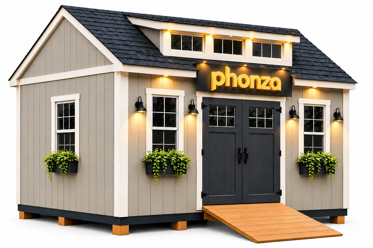 WhatsApp Image 2026-10-23 at 3.25.05 PM Phonza Outdoor Wooden Garden Storage Shed with Double Doors and Windows - Gray and Black - Image 1